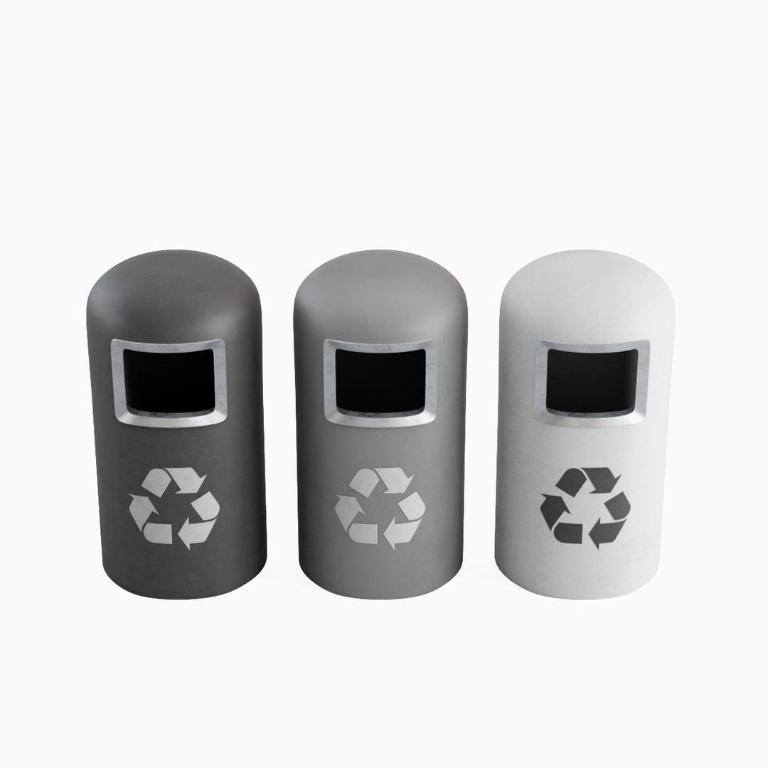 Trashbin 3D Model – Low Poly Household Asset, PBR Textures, FBX - View 6