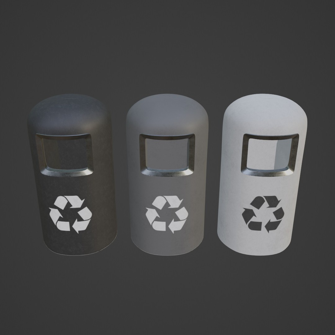 Trashbin 3D Model – Low Poly Household Asset, PBR Textures, FBX - View 8