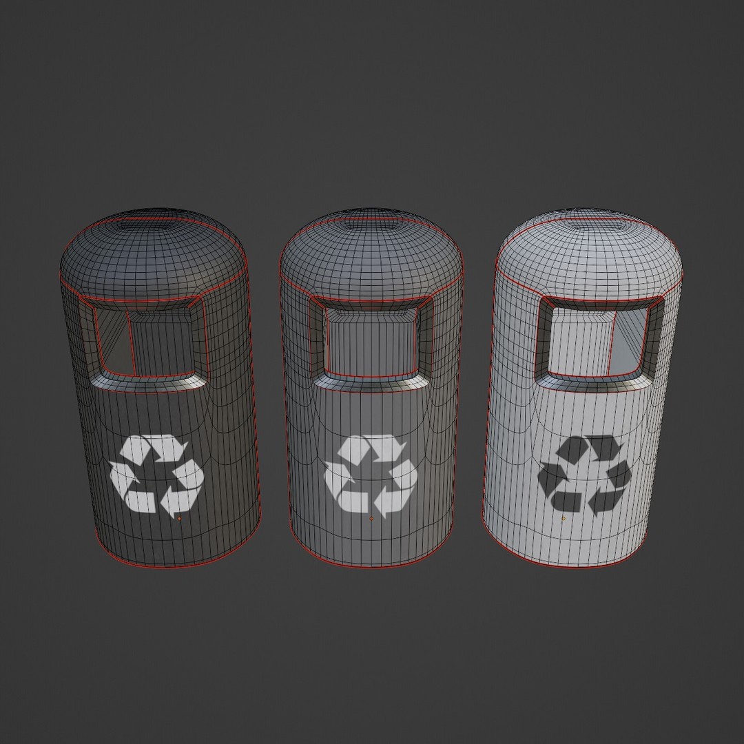 Trashbin 3D Model – Low Poly Household Asset, PBR Textures, FBX - View 9