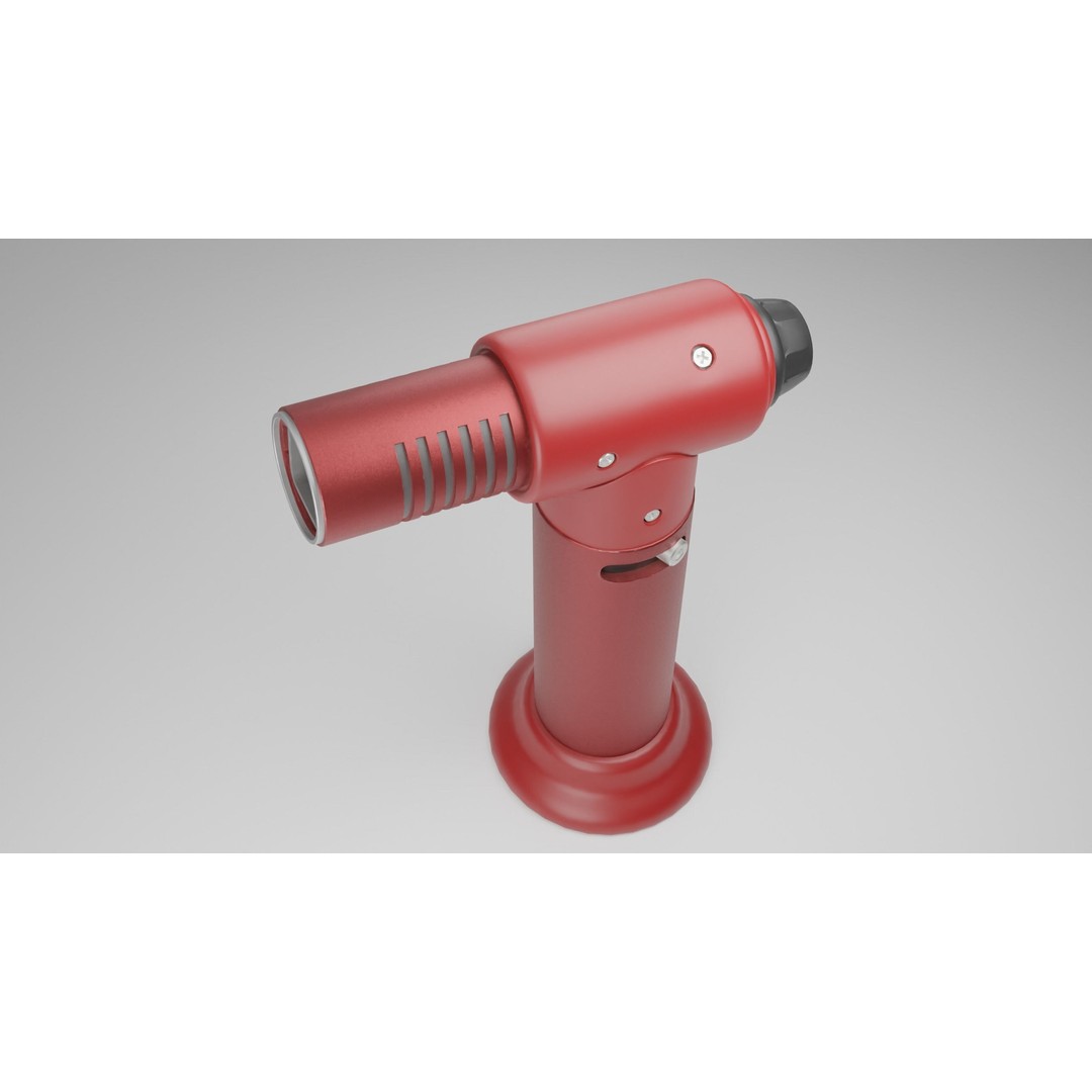 Red Lighter Gun 3D Model – PBR Game Asset, FBX & OBJ Formats - View 9
