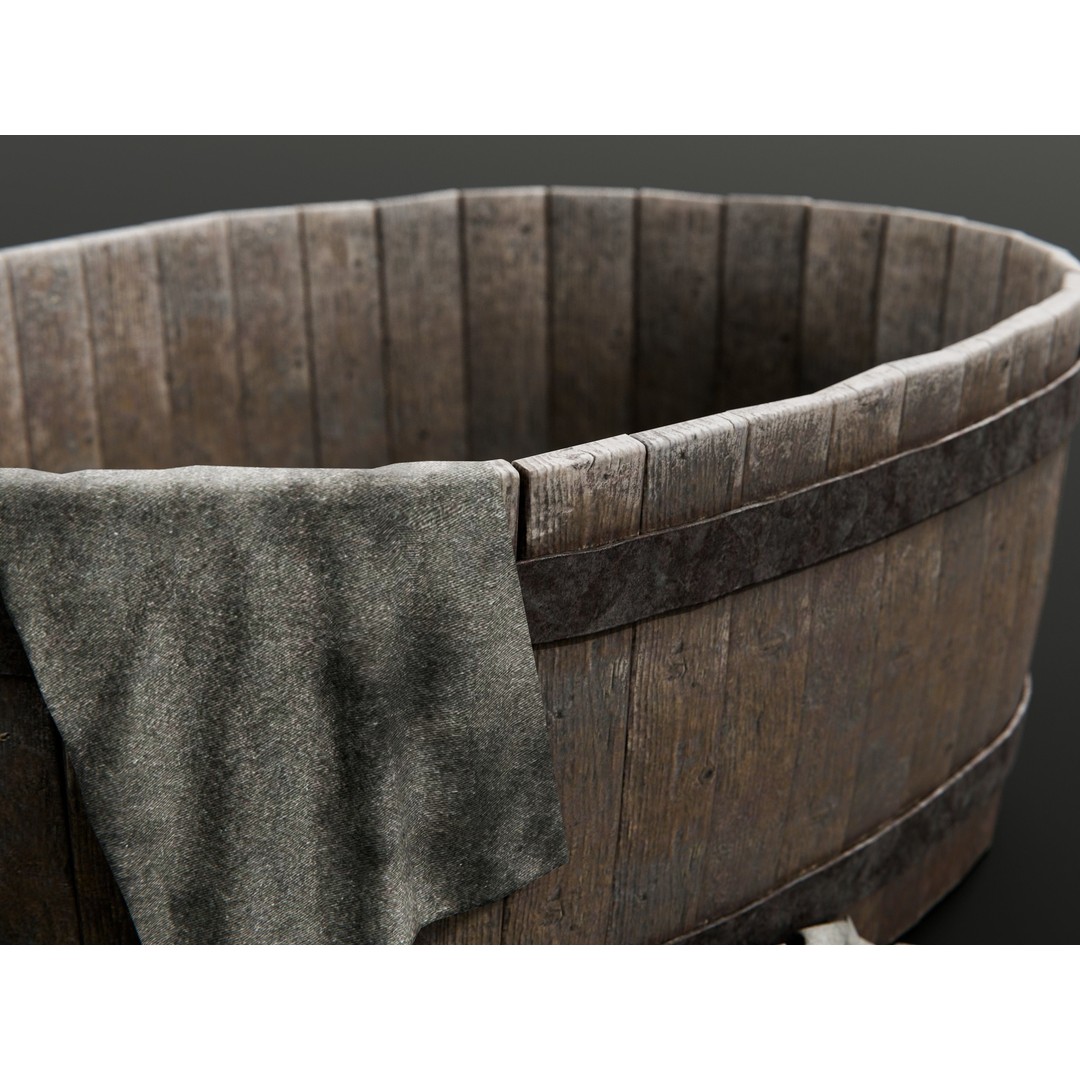 Buckets and Tubs 3D Model – Game-Ready PBR Asset, FBX, Blender