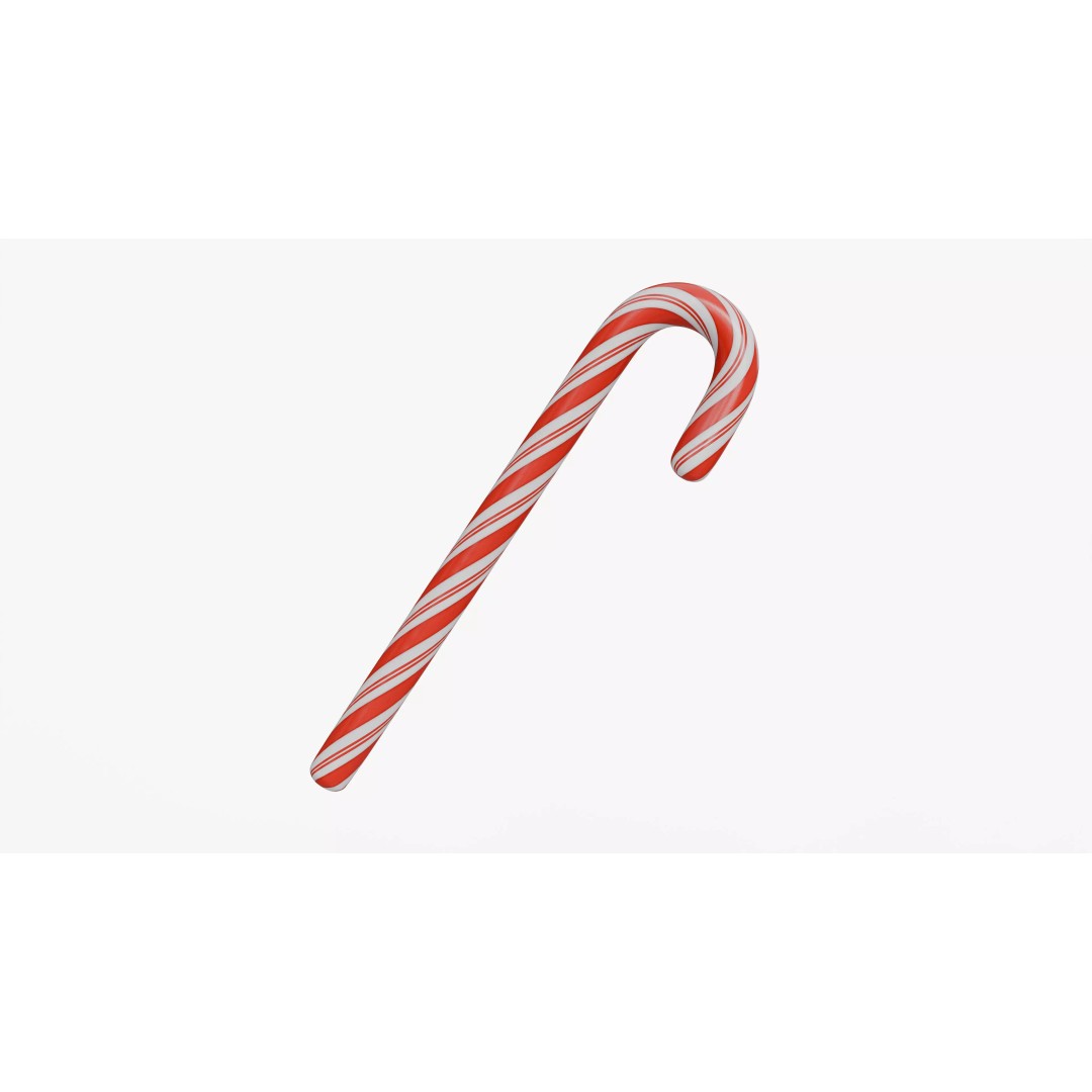 Christmas Candy Cane 3D Model – Low Poly PBR Textured Asset, FBX, OBJ - View 10