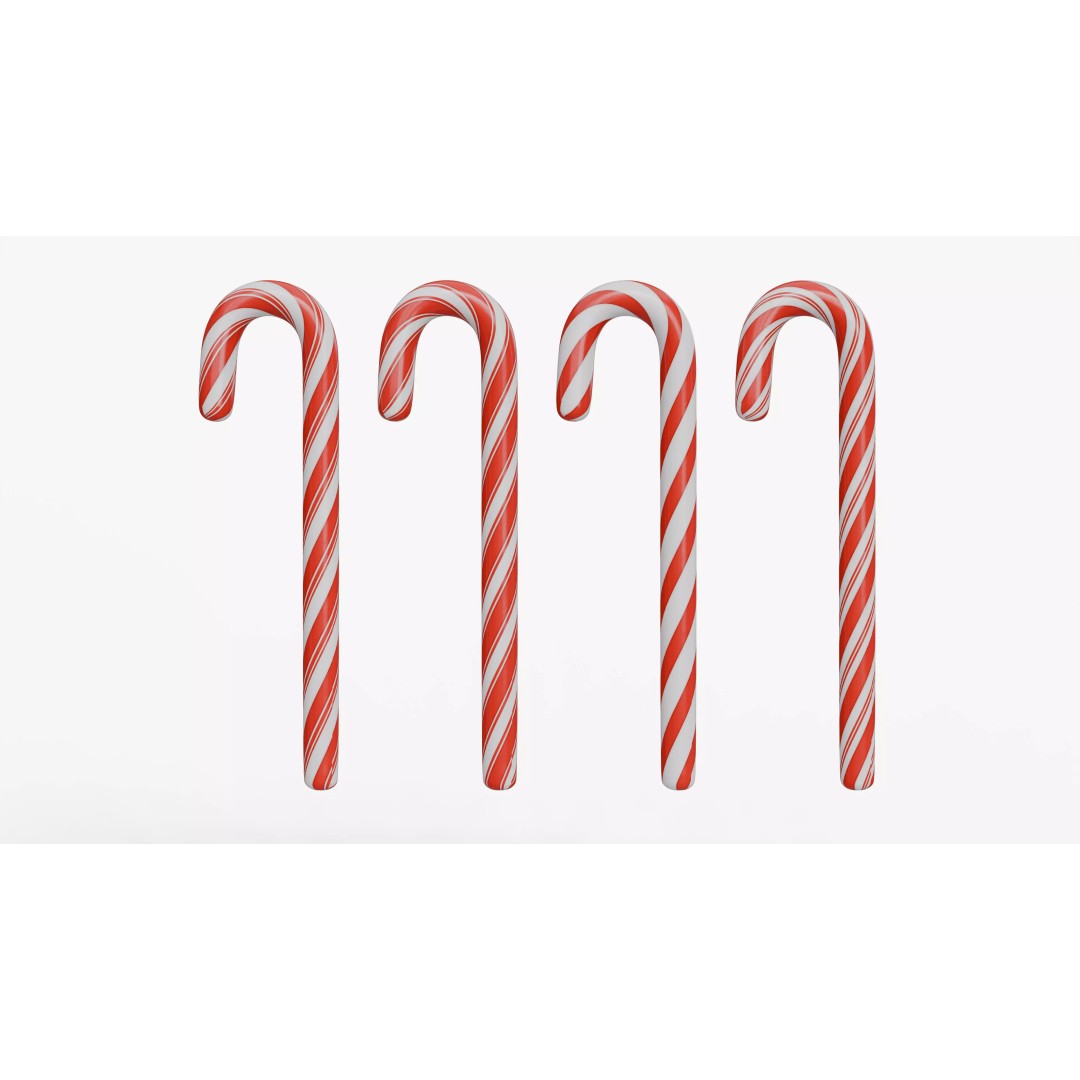 Christmas Candy Cane 3D Model – Low Poly PBR Textured Asset, FBX, OBJ - View 12