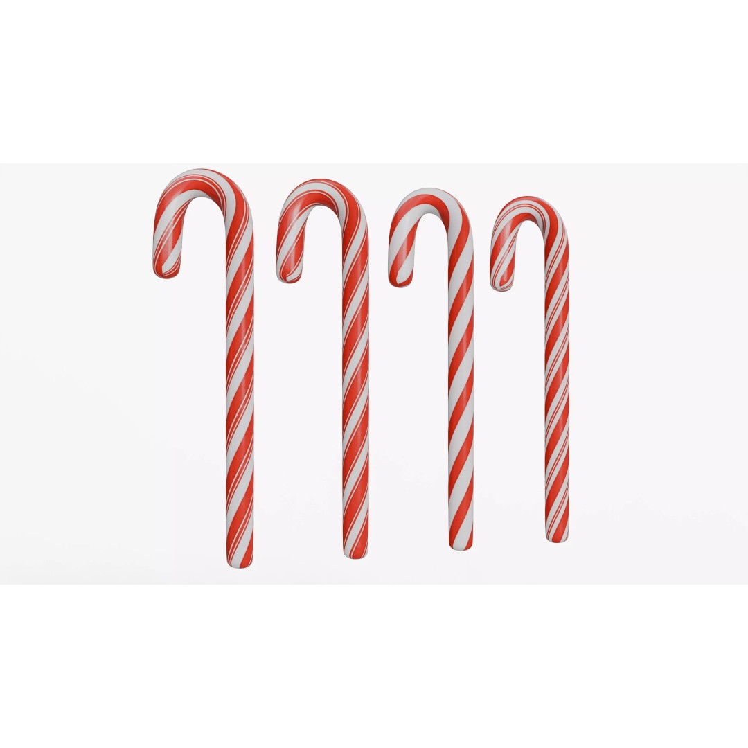 Christmas Candy Cane 3D Model – Low Poly PBR Textured Asset, FBX, OBJ - View 13