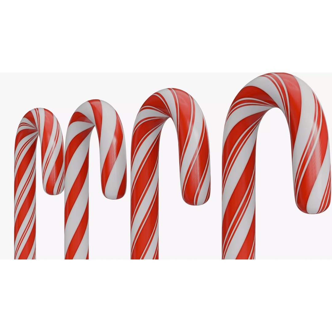 Christmas Candy Cane 3D Model – Low Poly PBR Textured Asset, FBX, OBJ - View 14
