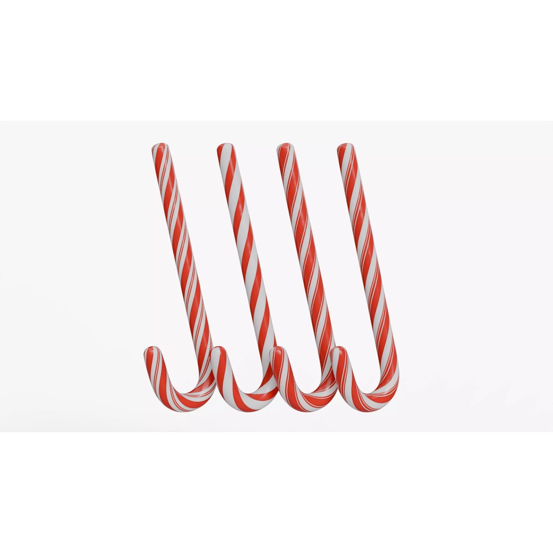 Christmas Candy Cane 3D Model – Low Poly PBR Textured Asset, FBX, OBJ - View 16