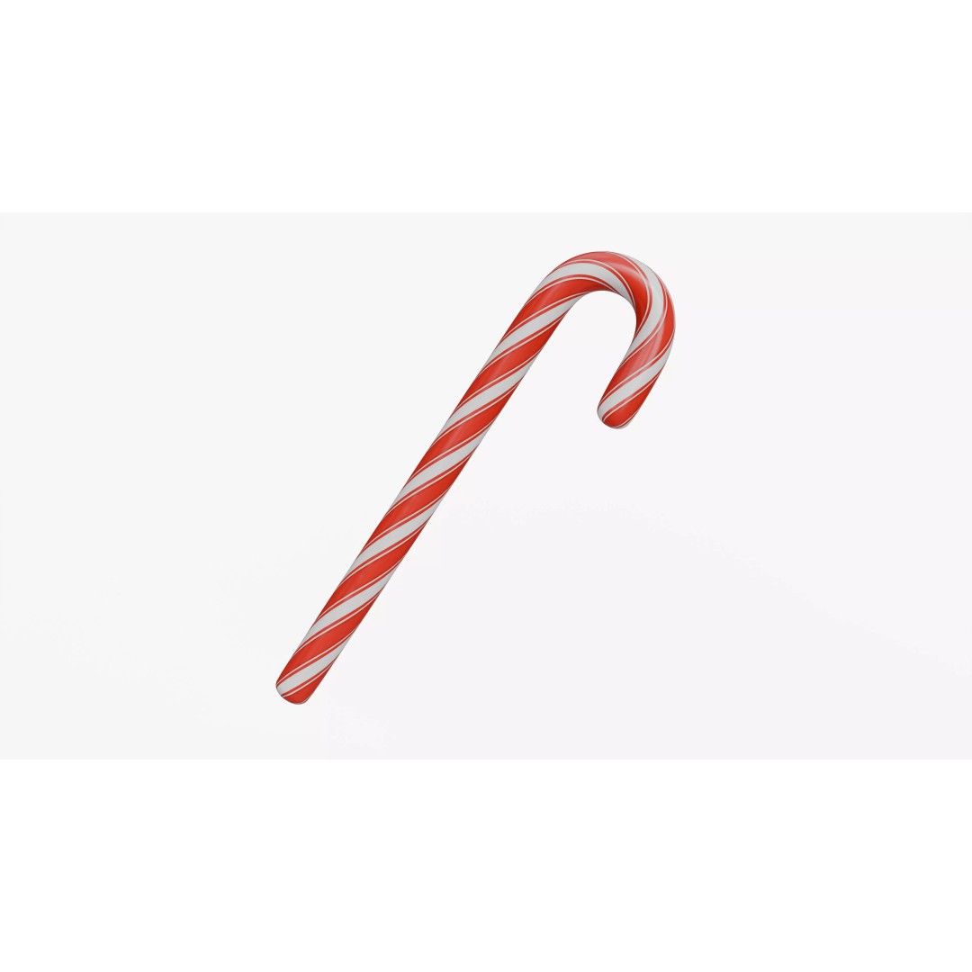 Christmas Candy Cane 3D Model – Low Poly PBR Textured Asset, FBX, OBJ - View 8