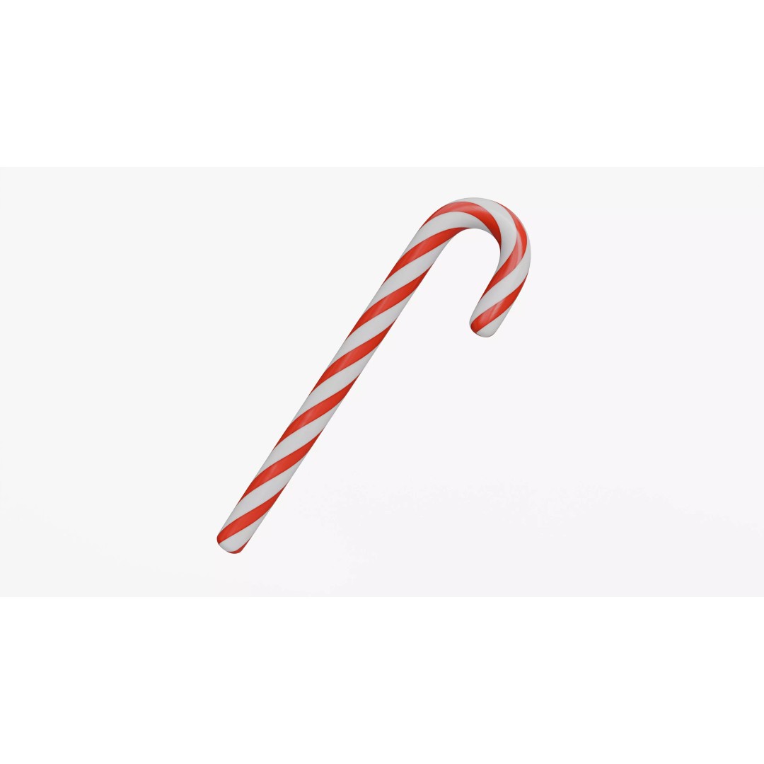 Christmas Candy Cane 3D Model – Low Poly PBR Textured Asset, FBX, OBJ - View 9