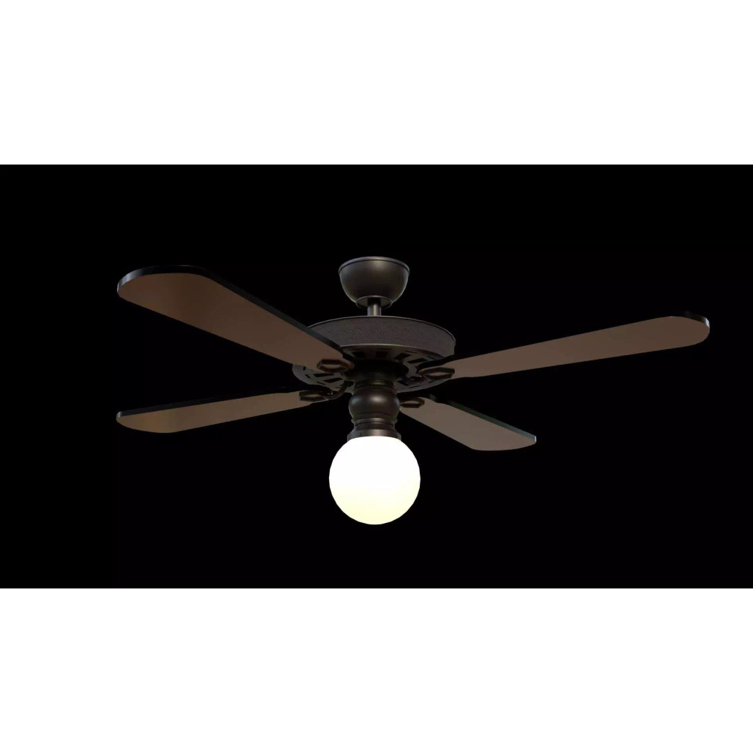 Ceiling Fan 3D Model – Low Poly Game Asset, PBR, FBX, OBJ - View 13