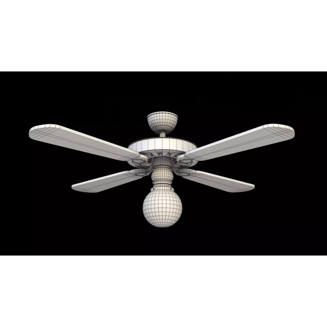Ceiling Fan 3D Model – Low Poly Game Asset, PBR, FBX, OBJ - View 14