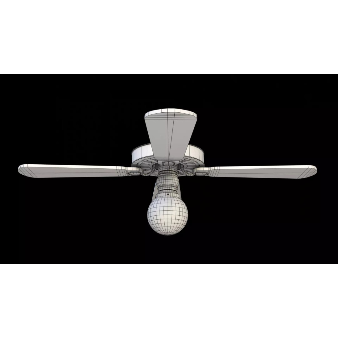 Ceiling Fan 3D Model – Low Poly Game Asset, PBR, FBX, OBJ - View 15