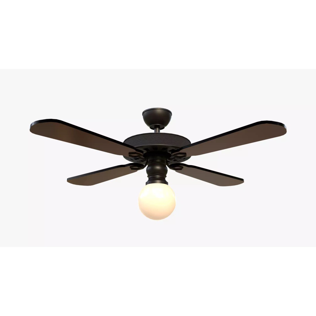 Ceiling Fan 3D Model – Low Poly Game Asset, PBR, FBX, OBJ - View 2