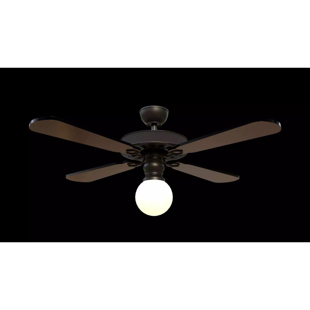 Ceiling Fan 3D Model – Low Poly Game Asset, PBR, FBX, OBJ - View 3