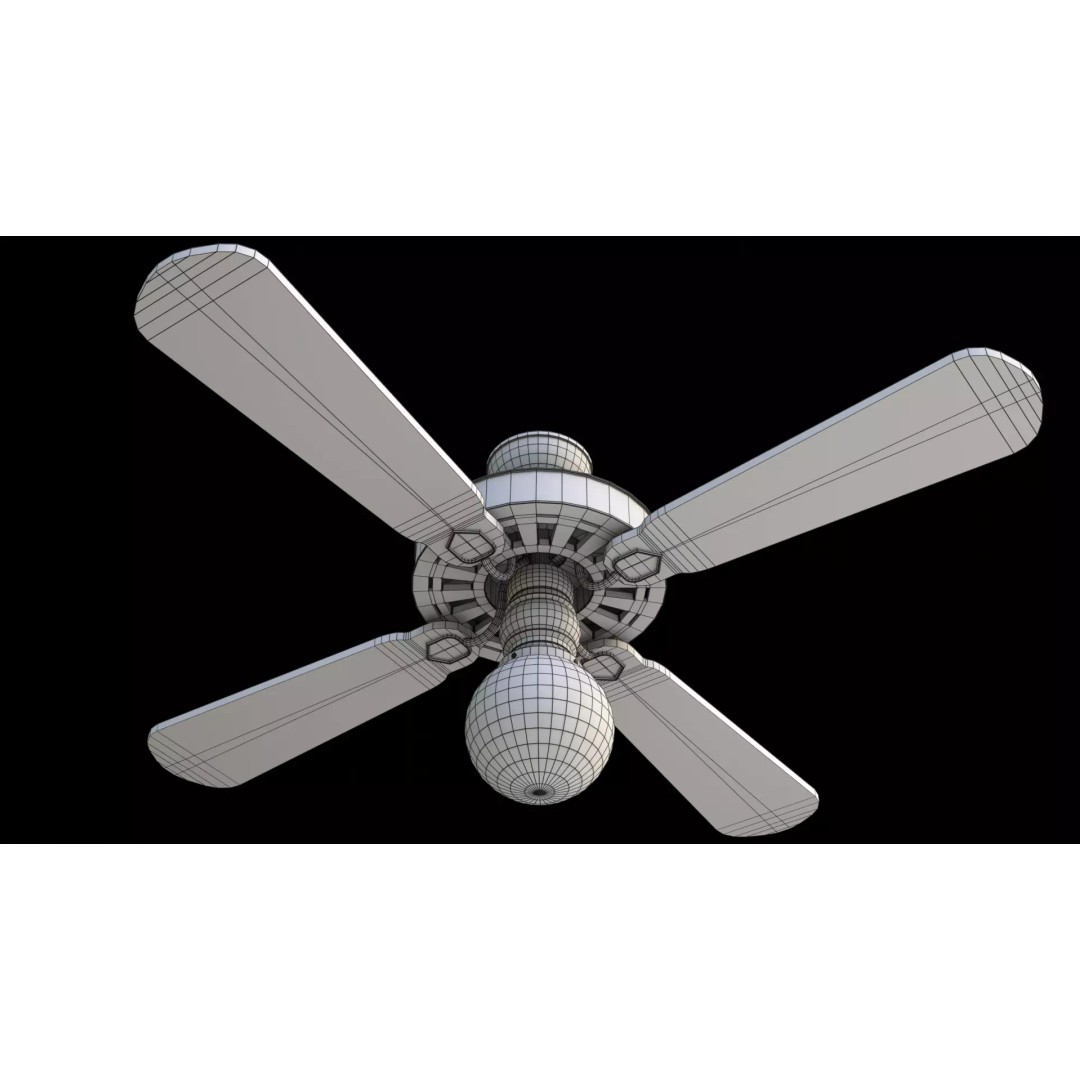 Ceiling Fan 3D Model – Low Poly Game Asset, PBR, FBX, OBJ - View 4