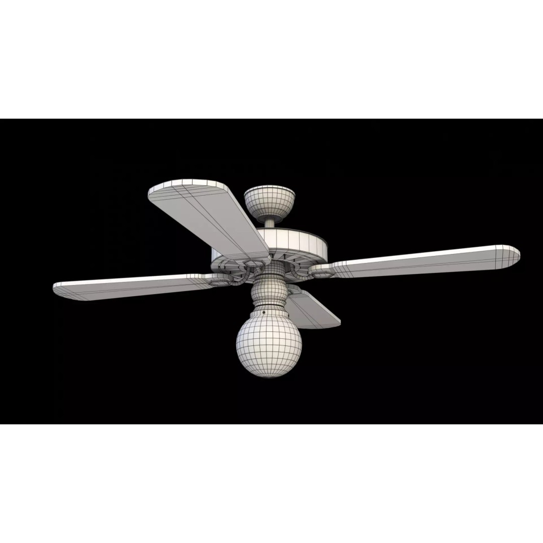 Ceiling Fan 3D Model – Low Poly Game Asset, PBR, FBX, OBJ - View 6