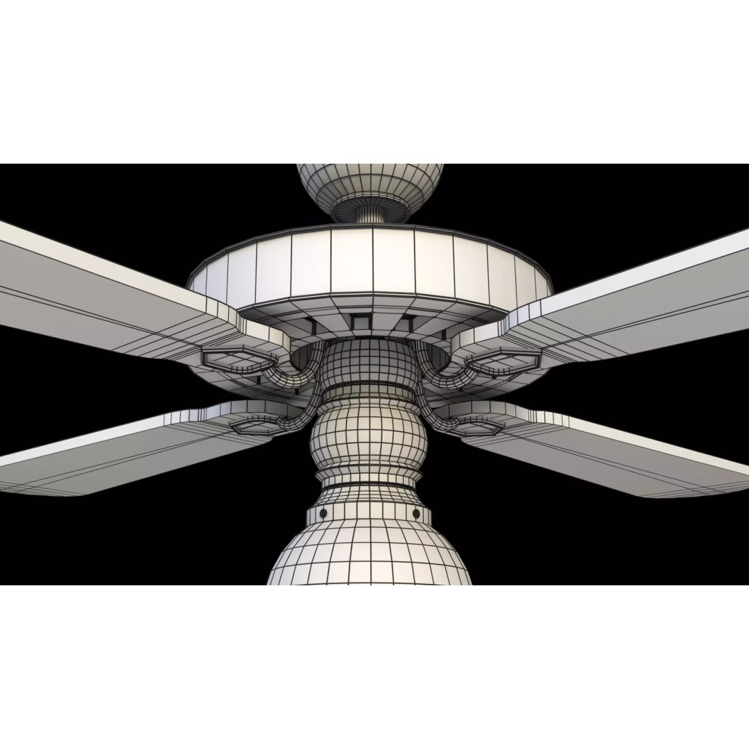 Ceiling Fan 3D Model – Low Poly Game Asset, PBR, FBX, OBJ - View 8