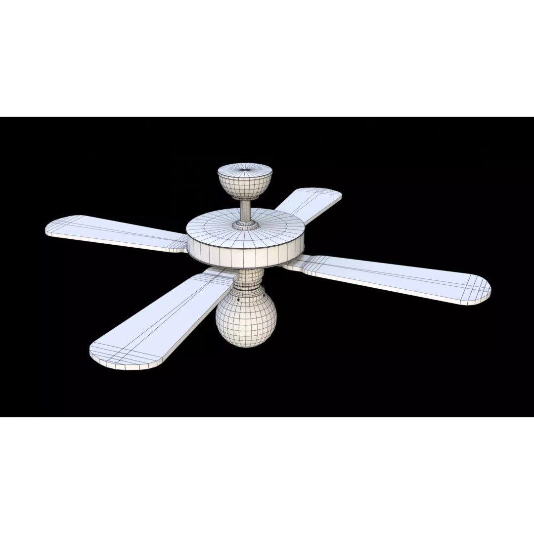 Ceiling Fan 3D Model – Low Poly Game Asset, PBR, FBX, OBJ - View 9
