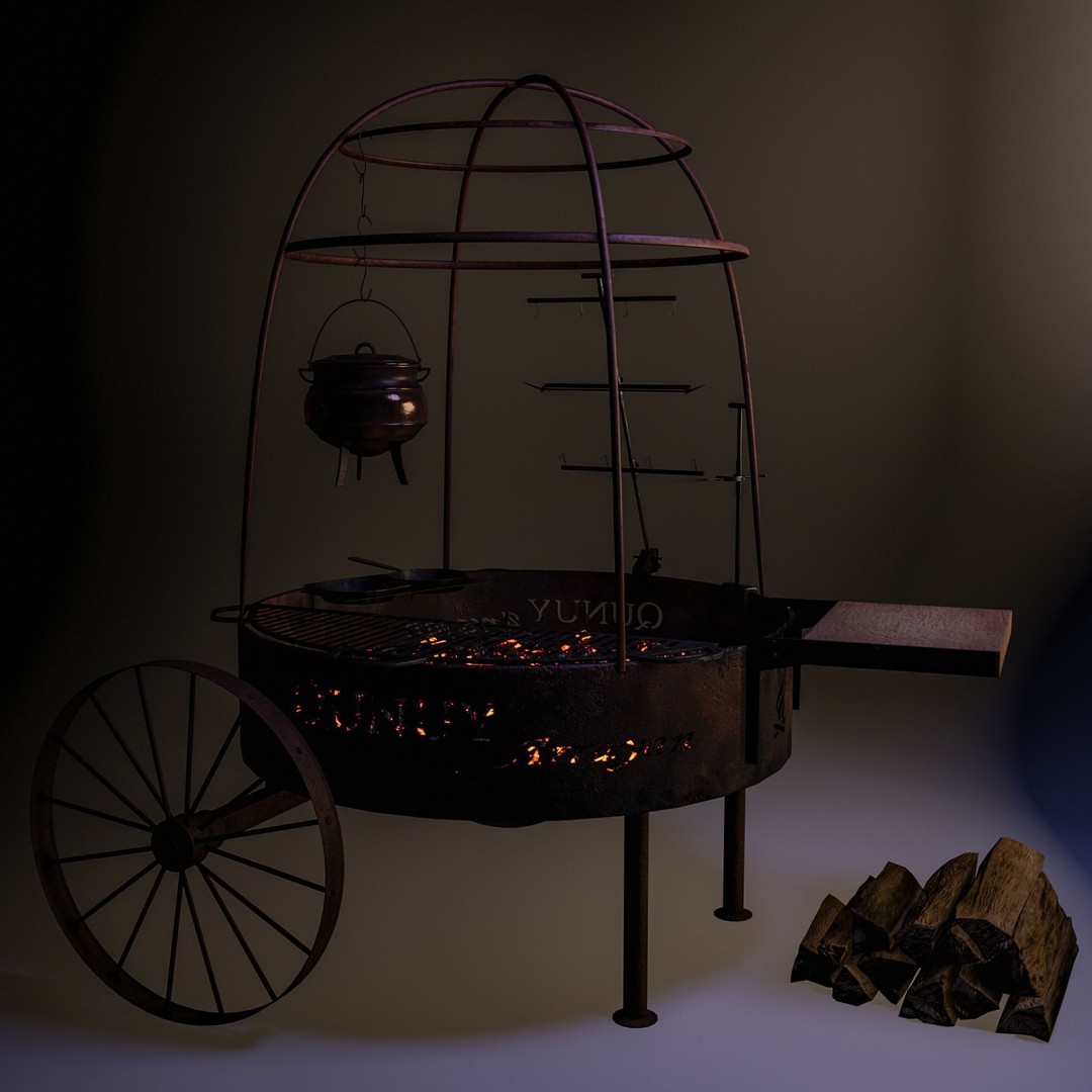 Arrayan Grill Stove 3D Model – Low Poly Game Ready Asset, FBX, OBJ, Blender - View 10