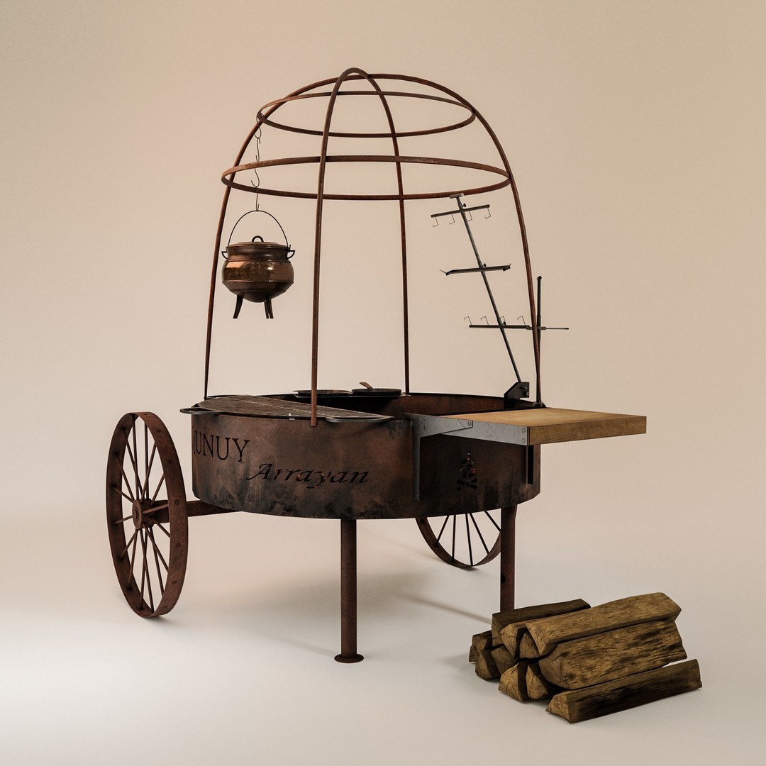Arrayan Grill Stove 3D Model – Low Poly Game Ready Asset, FBX, OBJ, Blender - View 3