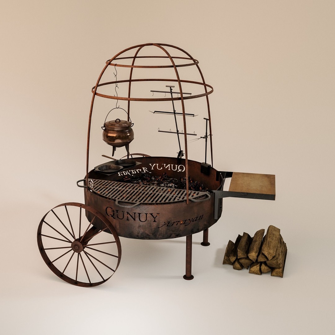 Arrayan Grill Stove 3D Model – Low Poly Game Ready Asset, FBX, OBJ, Blender - View 4