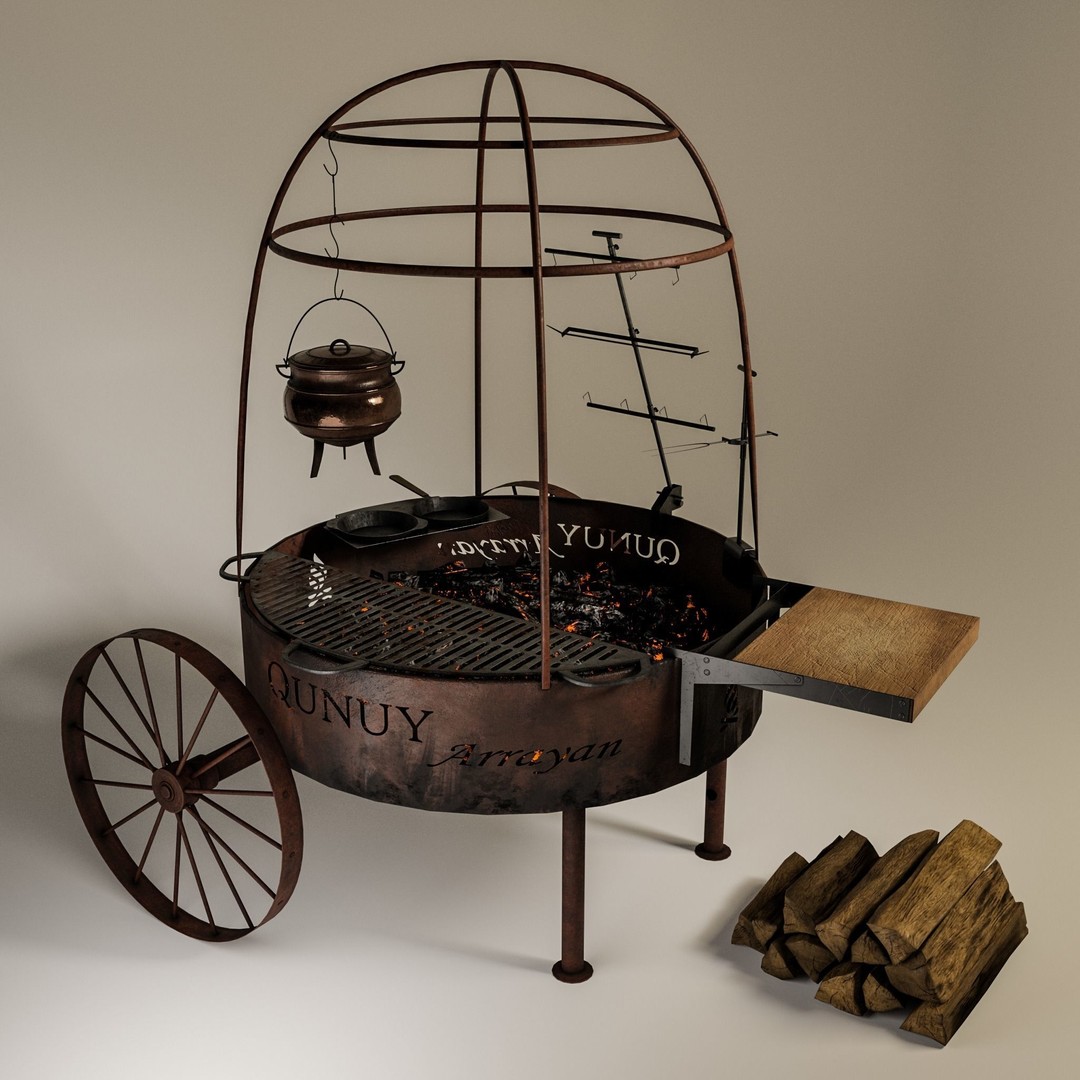 Arrayan Grill Stove 3D Model – Low Poly Game Ready Asset, FBX, OBJ, Blender - View 8