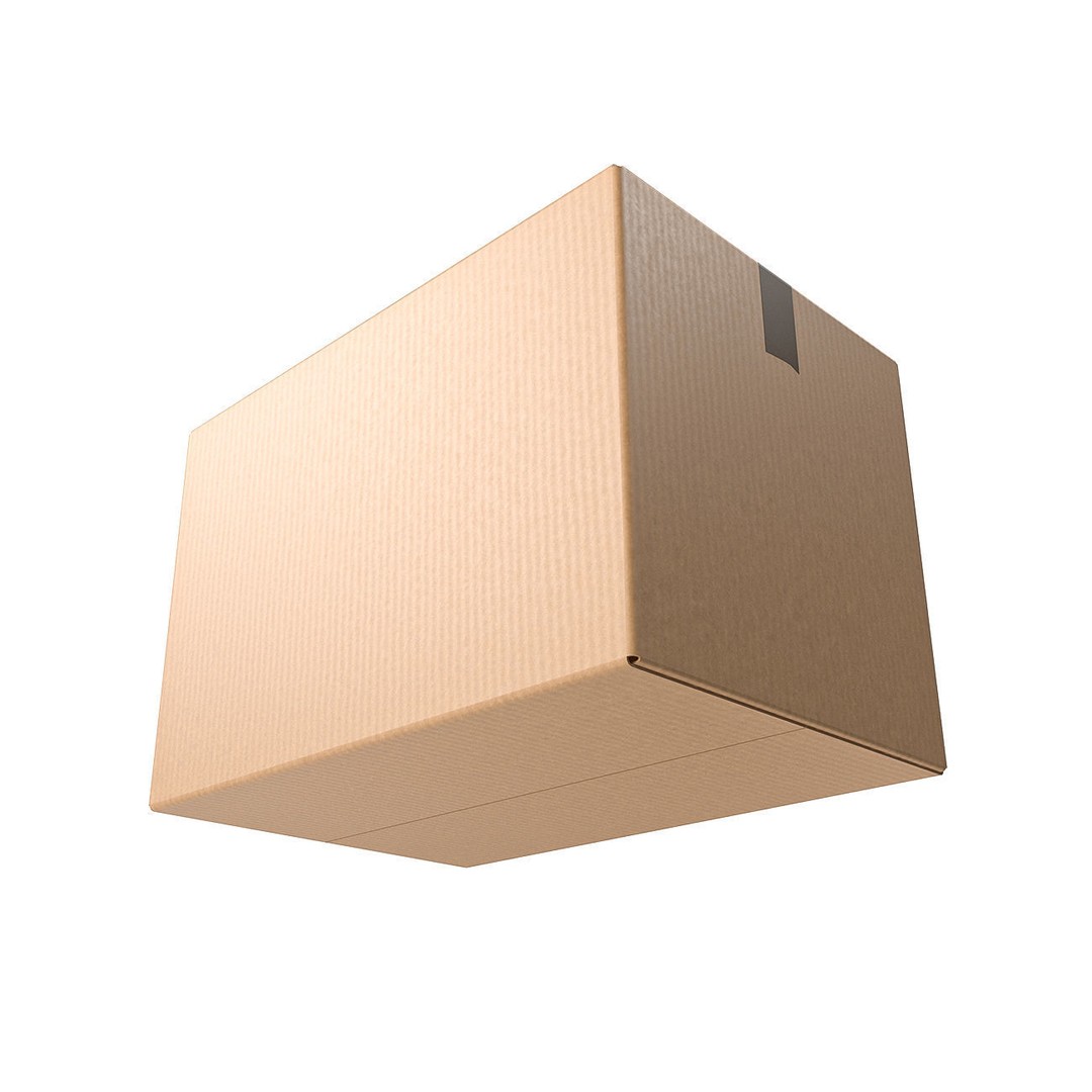 Cardboard Box 3D Model – Low Poly Sealed Packaging for Games - View 11