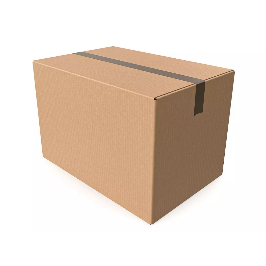Cardboard Box 3D Model – Low Poly Sealed Packaging for Games - View 2