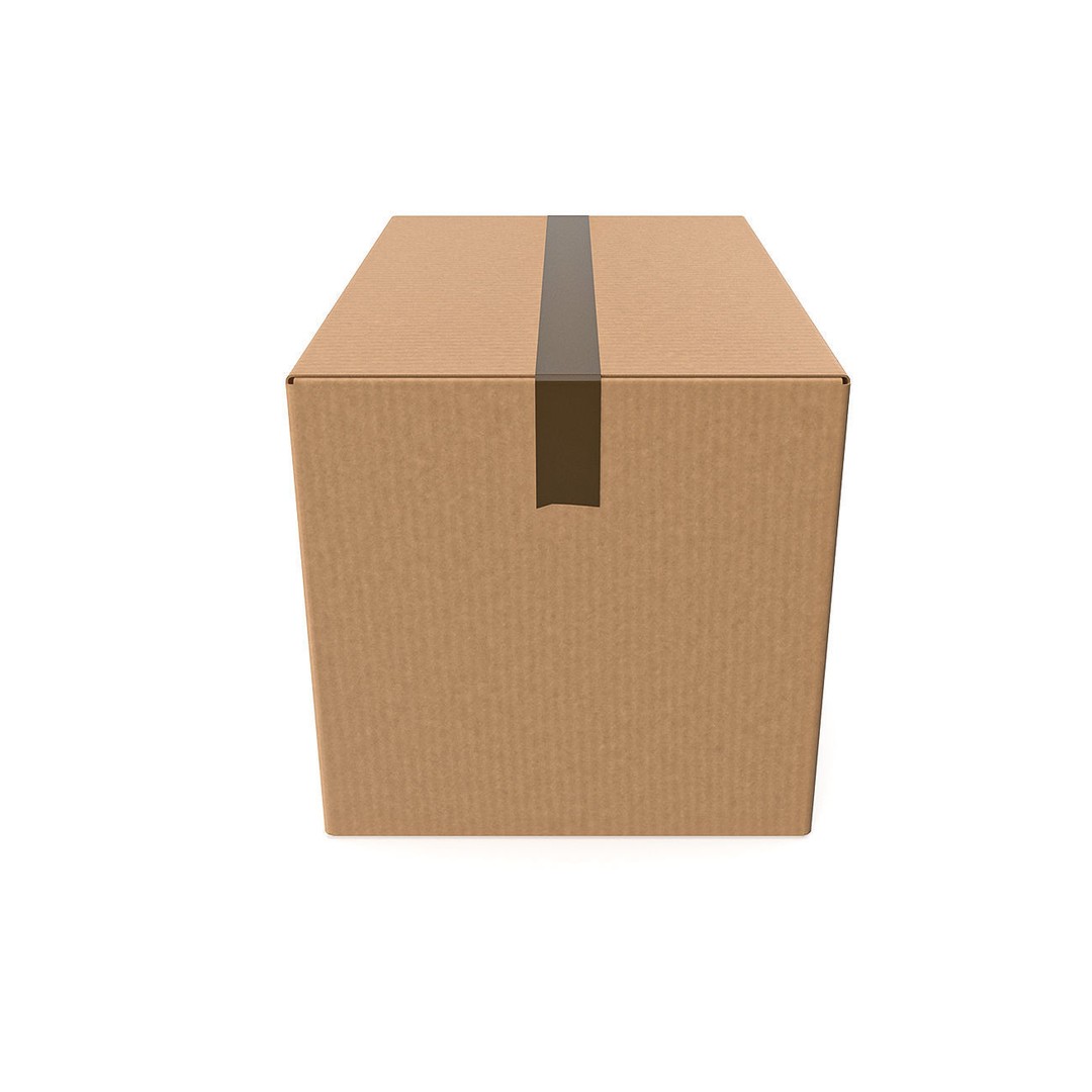 Cardboard Box 3D Model – Low Poly Sealed Packaging for Games - View 4