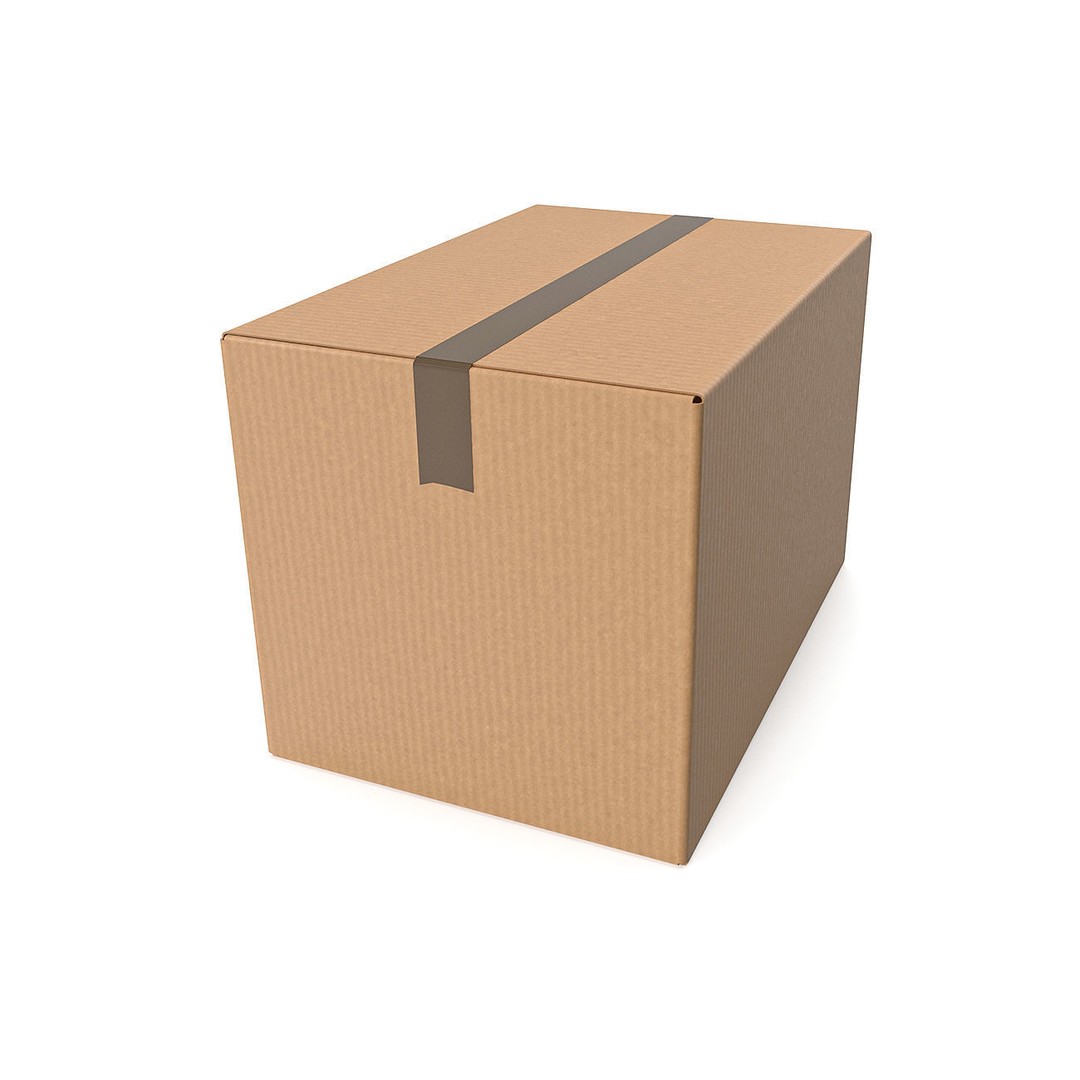 Cardboard Box 3D Model – Low Poly Sealed Packaging for Games - View 5