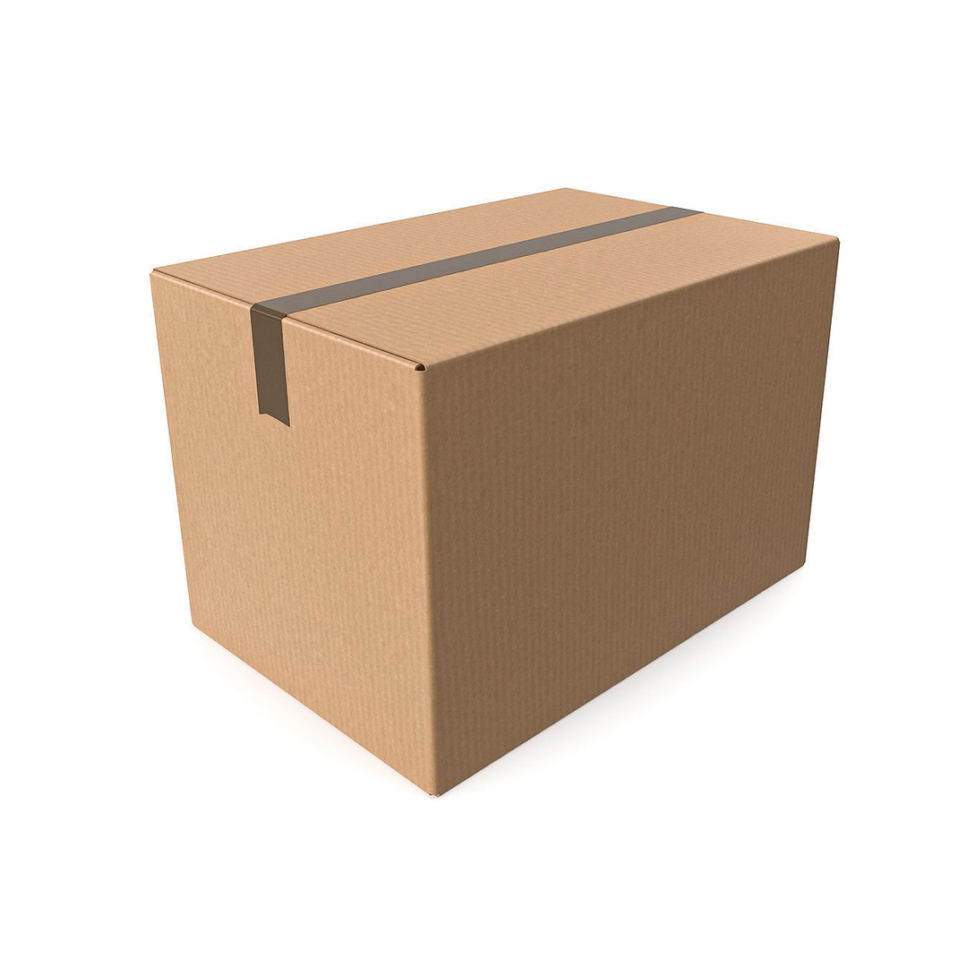 Cardboard Box 3D Model – Low Poly Sealed Packaging for Games - View 6