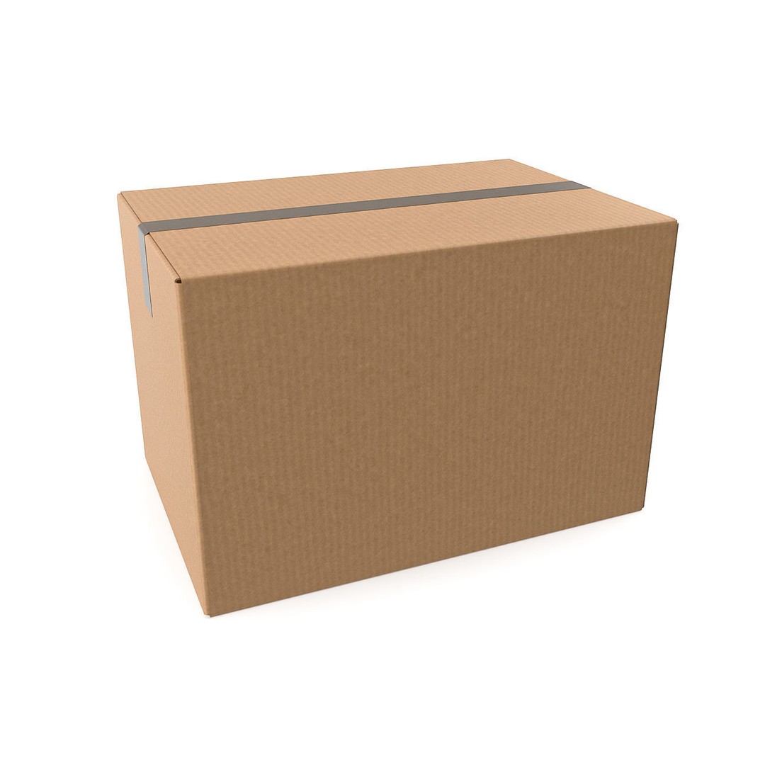 Cardboard Box 3D Model – Low Poly Sealed Packaging for Games - View 7