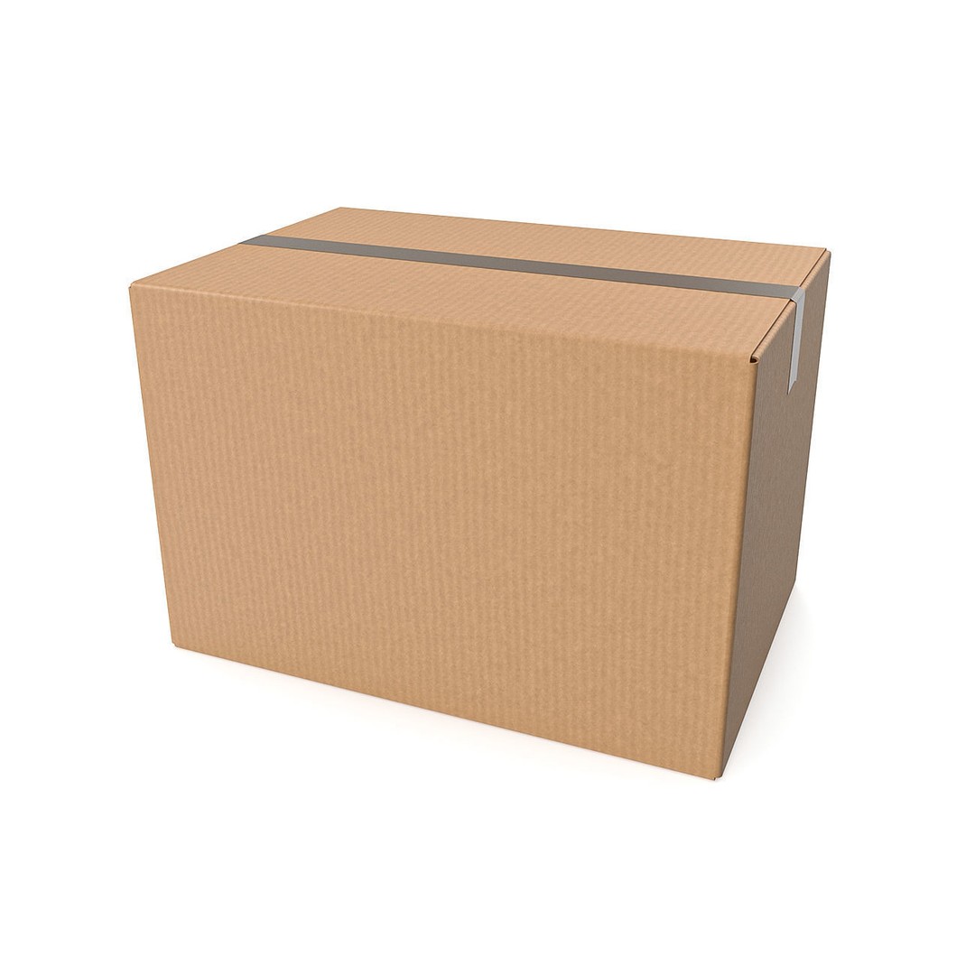 Cardboard Box 3D Model – Low Poly Sealed Packaging for Games - View 9
