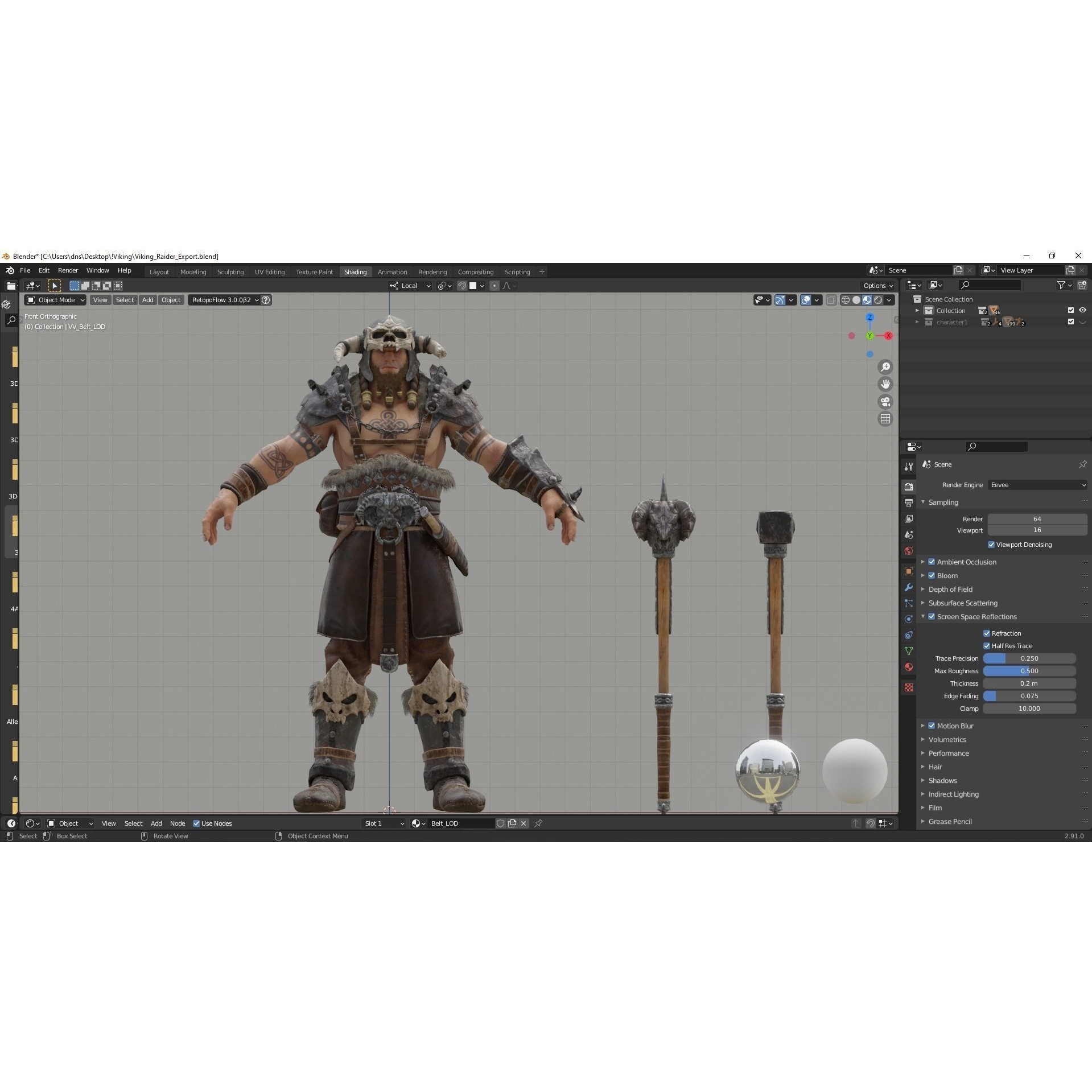 Viking Raider - Low-Poly Game-Ready 3D Model - View 30
