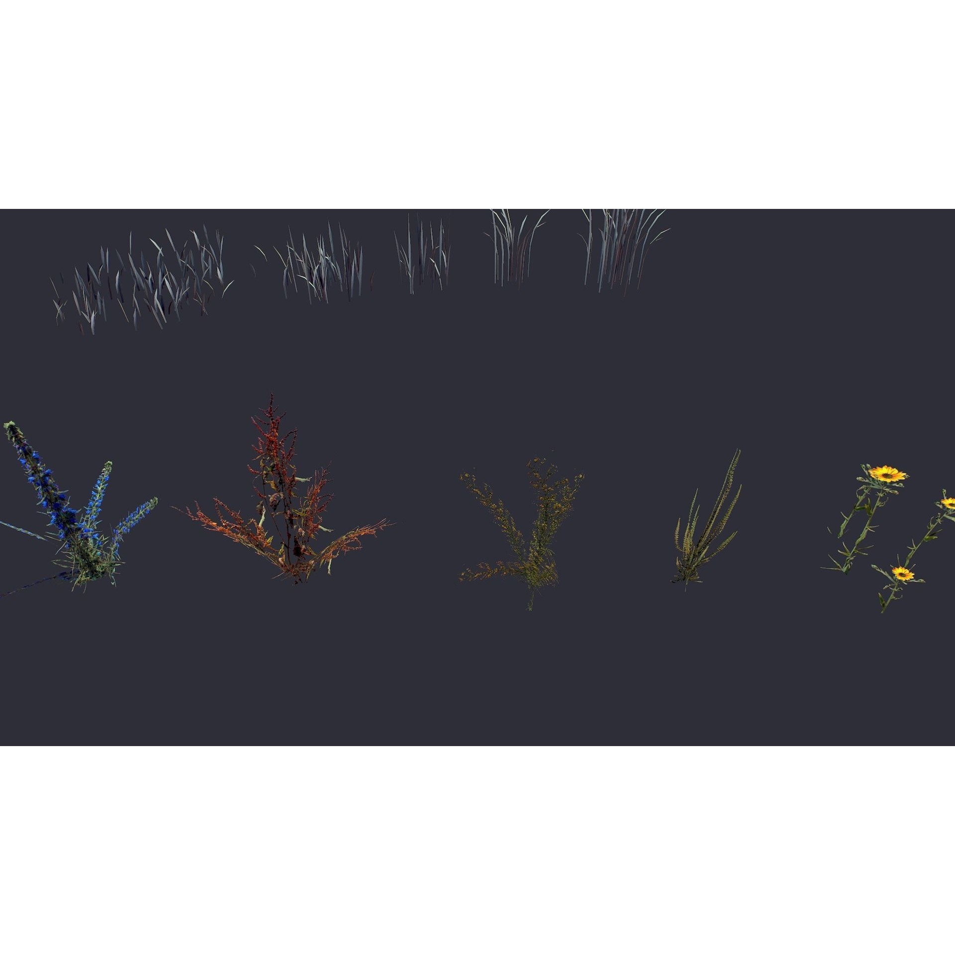 Grass and Flower - Low-Poly Game-Ready 3D Model - View 7