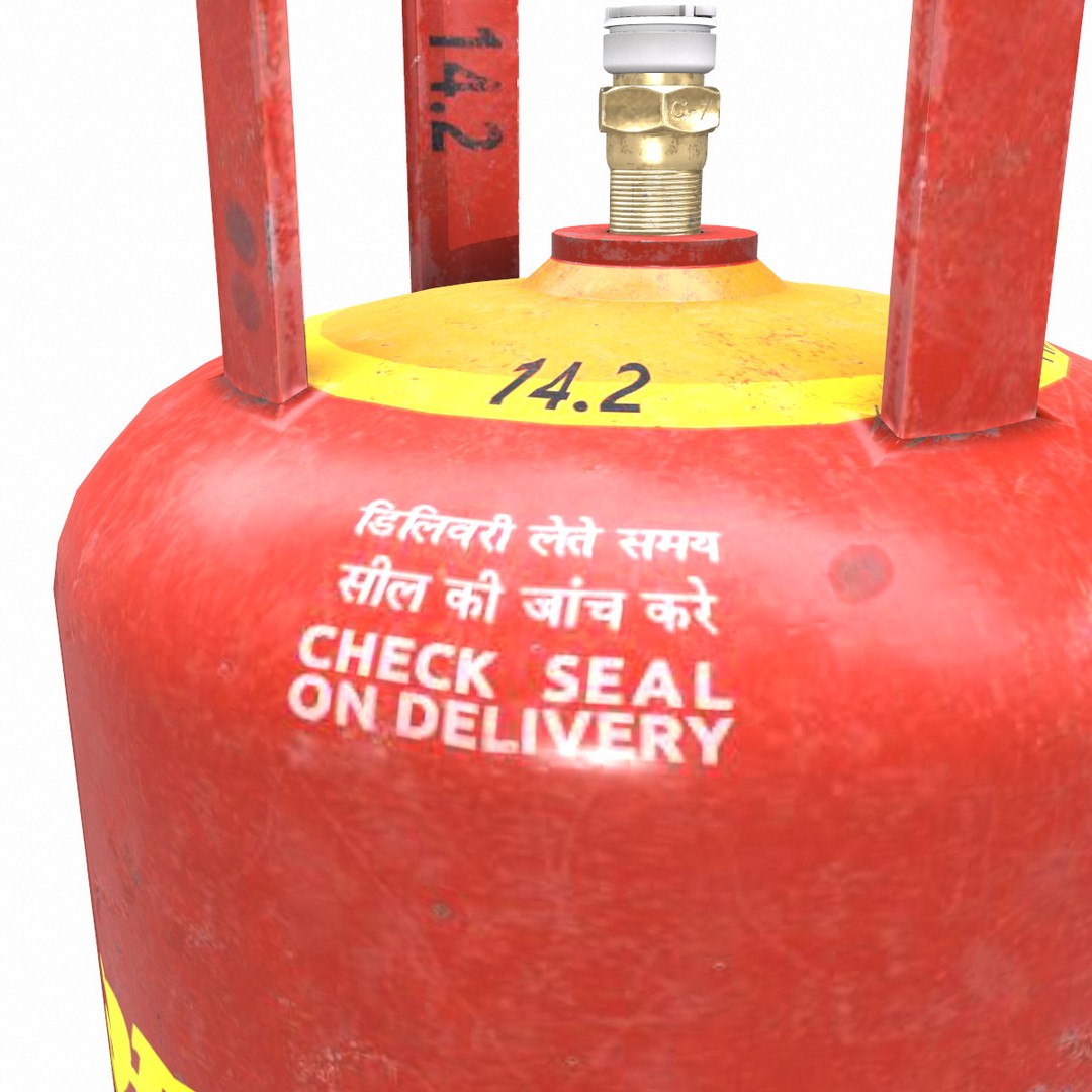 Bharat Gas Cylinder 3D Model – Low Poly Game-Ready Asset, FBX & OBJ - View 10