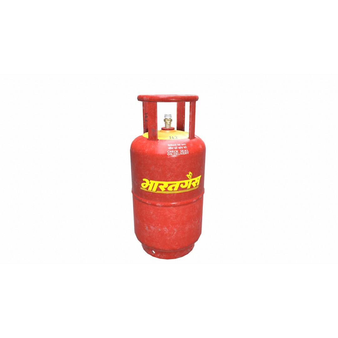 Bharat Gas Cylinder 3D Model – Low Poly Game-Ready Asset, FBX & OBJ - View 18