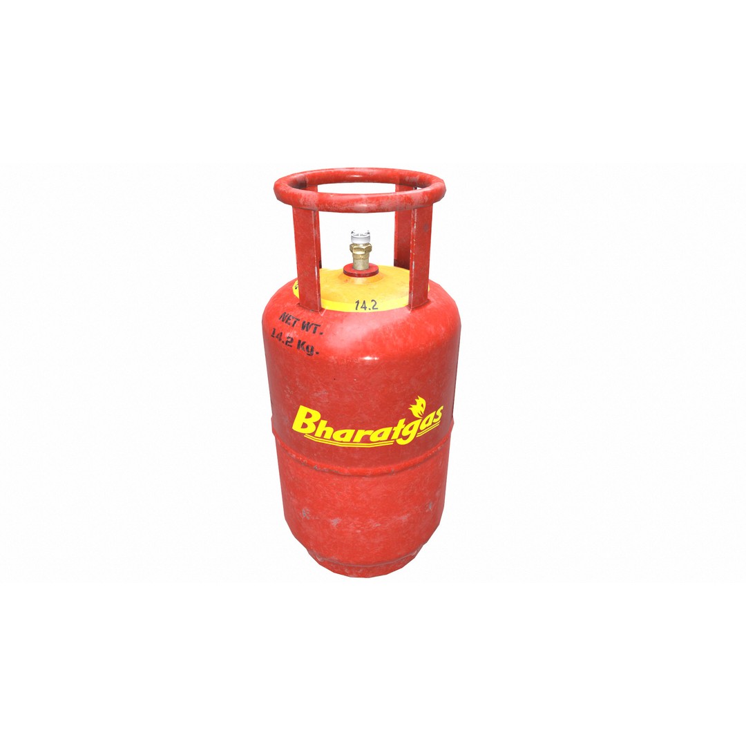 Bharat Gas Cylinder 3D Model – Low Poly Game-Ready Asset, FBX & OBJ - View 19