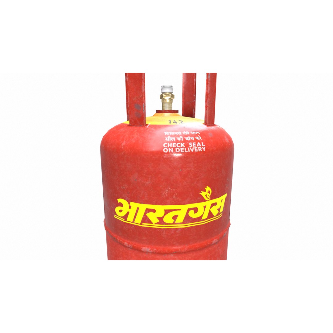 Bharat Gas Cylinder 3D Model – Low Poly Game-Ready Asset, FBX & OBJ - View 21