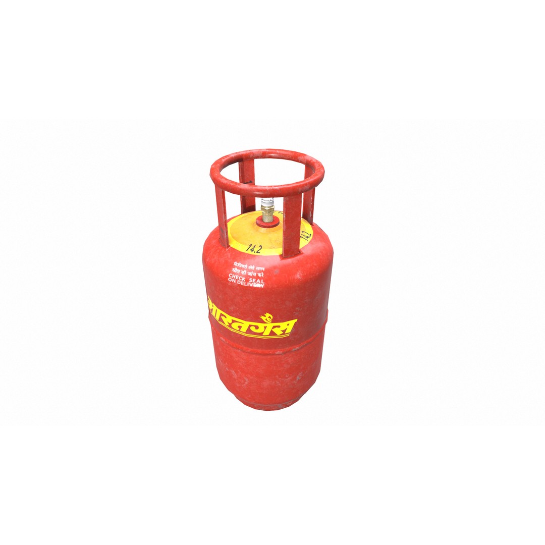 Bharat Gas Cylinder 3D Model – Low Poly Game-Ready Asset, FBX & OBJ - View 22