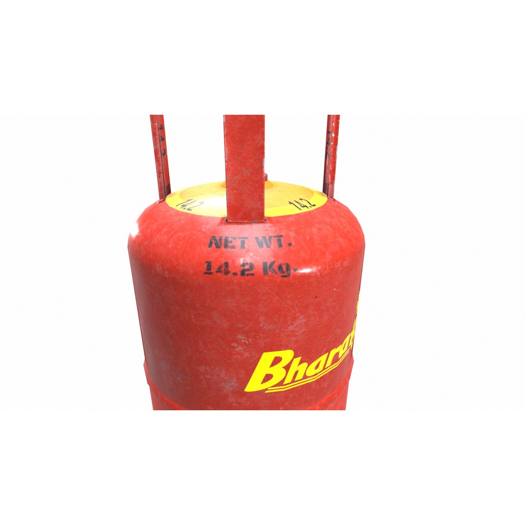 Bharat Gas Cylinder 3D Model – Low Poly Game-Ready Asset, FBX & OBJ - View 24