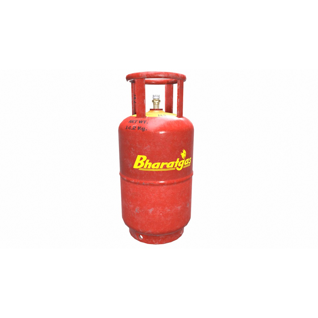 Bharat Gas Cylinder 3D Model – Low Poly Game-Ready Asset, FBX & OBJ - View 25