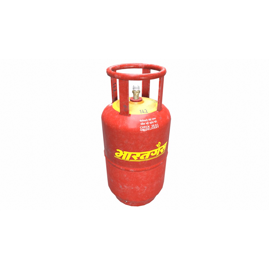 Bharat Gas Cylinder 3D Model – Low Poly Game-Ready Asset, FBX & OBJ - View 26