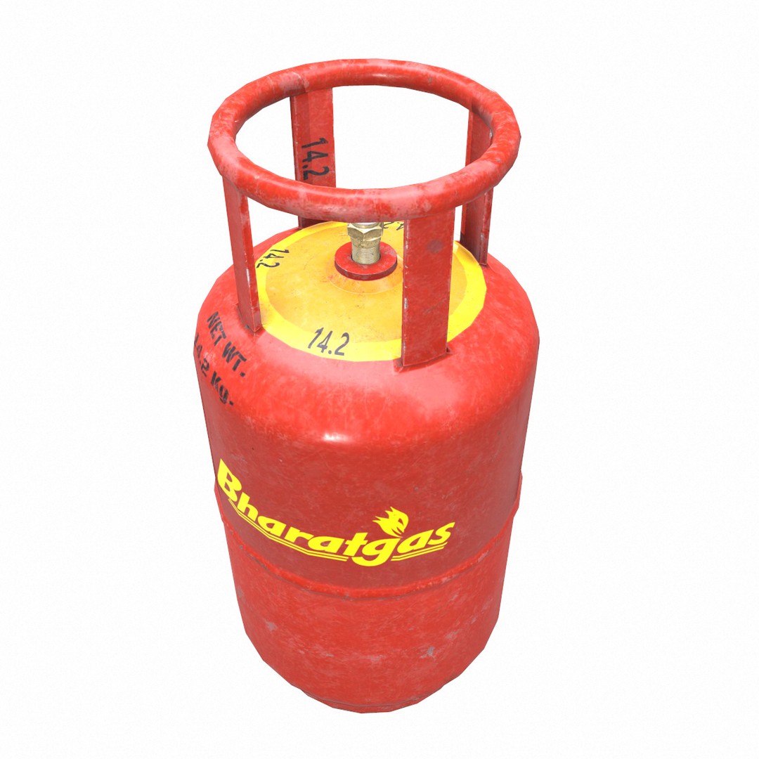 Bharat Gas Cylinder 3D Model – Low Poly Game-Ready Asset, FBX & OBJ - View 3