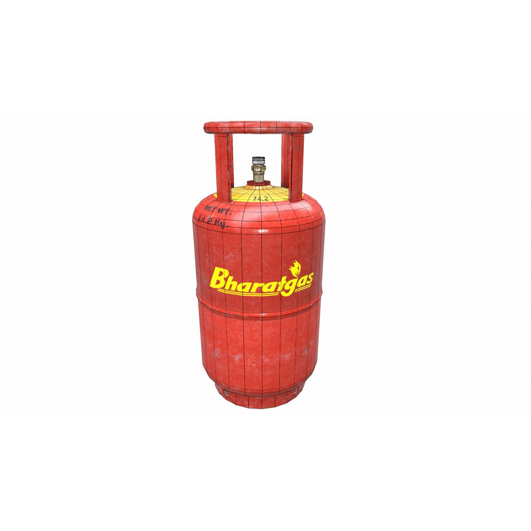 Bharat Gas Cylinder 3D Model – Low Poly Game-Ready Asset, FBX & OBJ - View 30