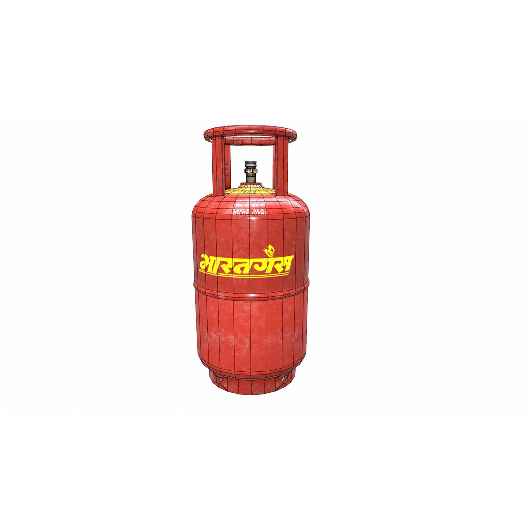 Bharat Gas Cylinder 3D Model – Low Poly Game-Ready Asset, FBX & OBJ - View 31
