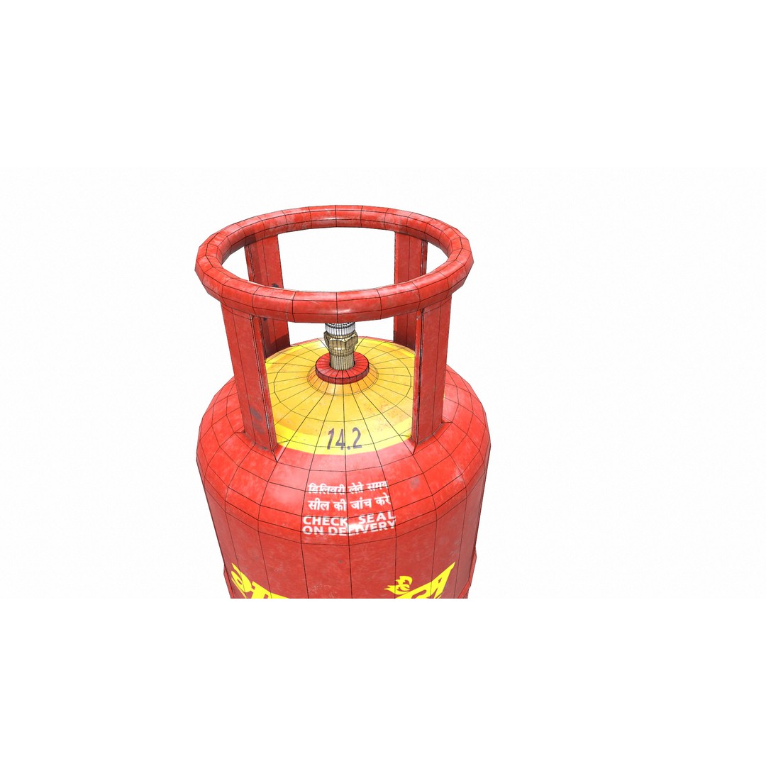 Bharat Gas Cylinder 3D Model – Low Poly Game-Ready Asset, FBX & OBJ - View 33