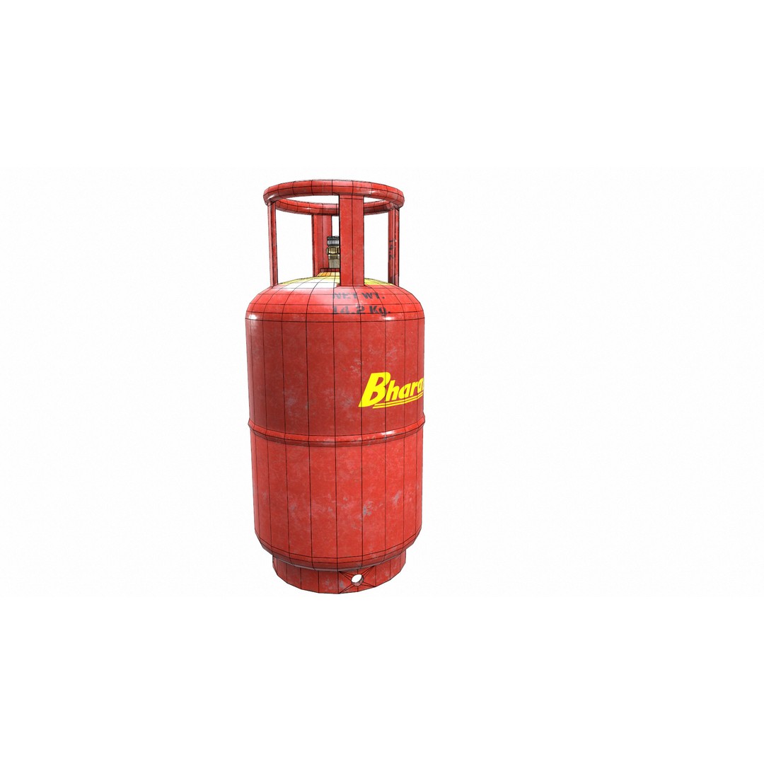 Bharat Gas Cylinder 3D Model – Low Poly Game-Ready Asset, FBX & OBJ - View 36