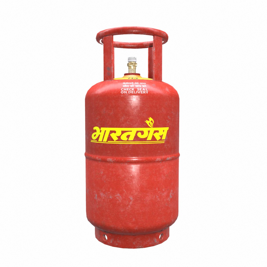 Bharat Gas Cylinder 3D Model – Low Poly Game-Ready Asset, FBX & OBJ - View 4