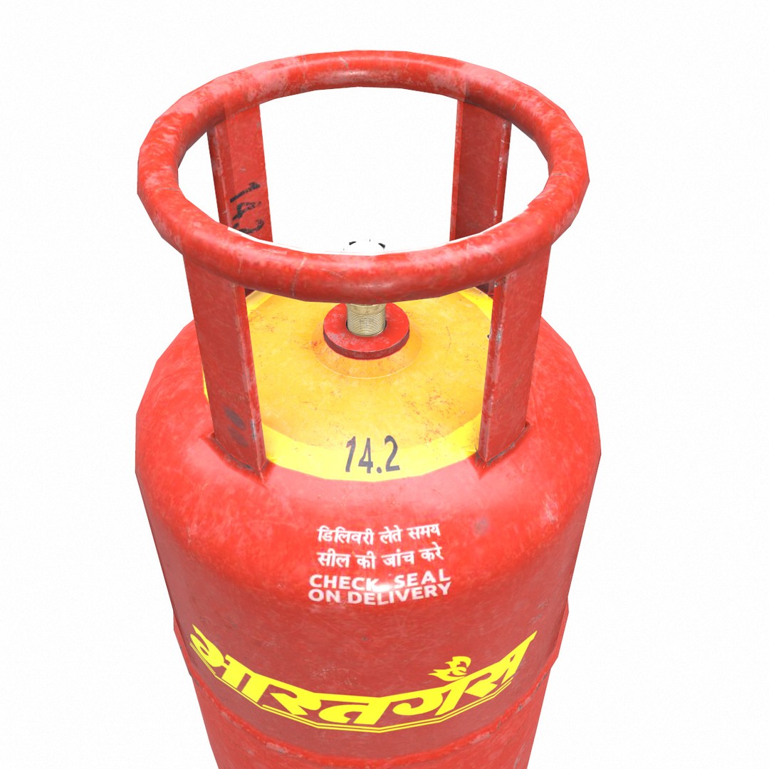 Bharat Gas Cylinder 3D Model – Low Poly Game-Ready Asset, FBX & OBJ - View 5