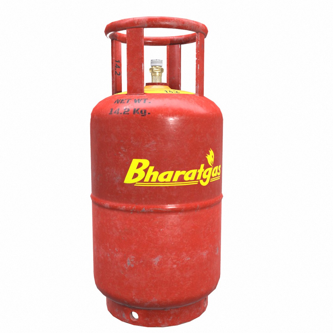 Bharat Gas Cylinder 3D Model – Low Poly Game-Ready Asset, FBX & OBJ - View 7